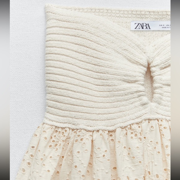 ZARA COMBINATION EMBROIDERED KNIT DRESS - Picture 8 of 12